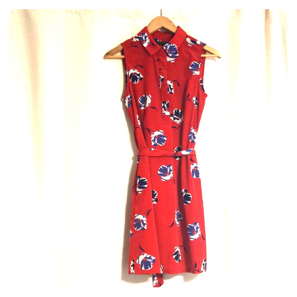 Tie-Waist Sleeveless Shirtdress